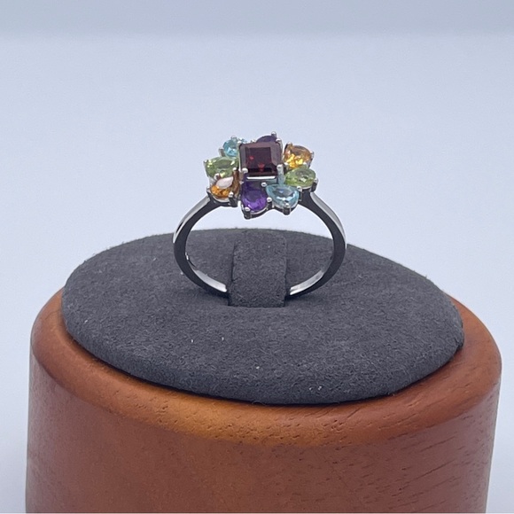 Sterling Silver Mozambique Garnet Multi Gemstone Ring Size 8.5 Multi Gemstone - Picture 6 of 6